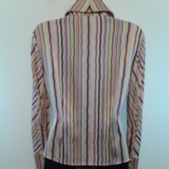 St. John women's silk long sleeve button-down blou - Picture 6 of 8